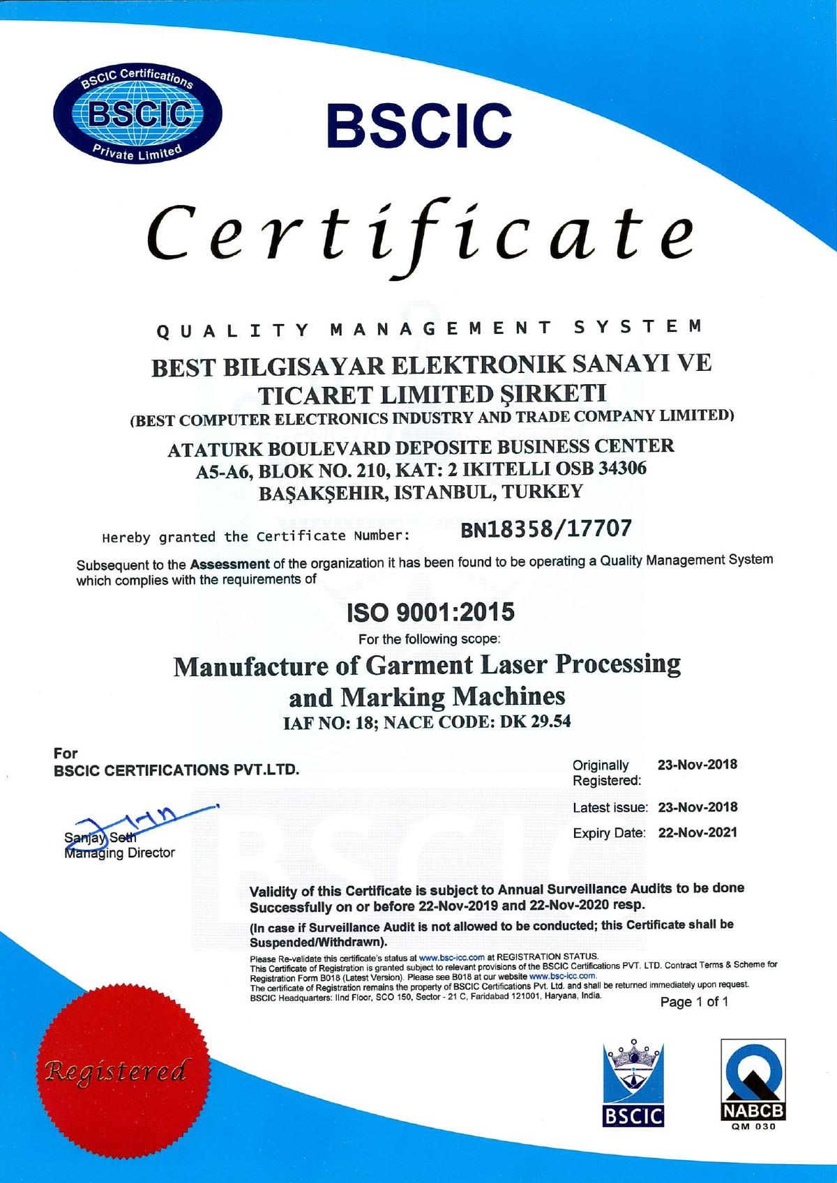 BSCIC Certificate