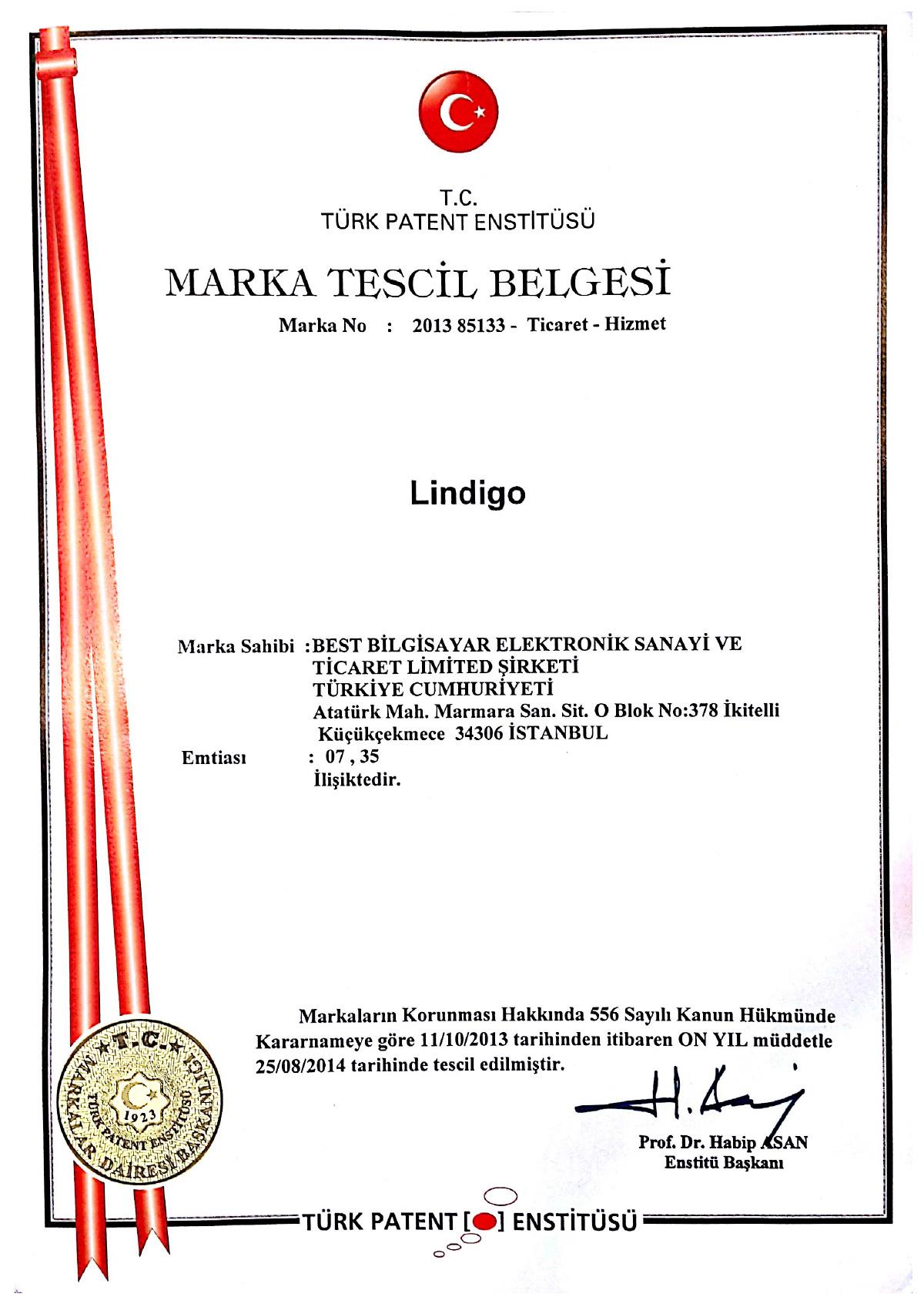 Trademark Registration
Certificate